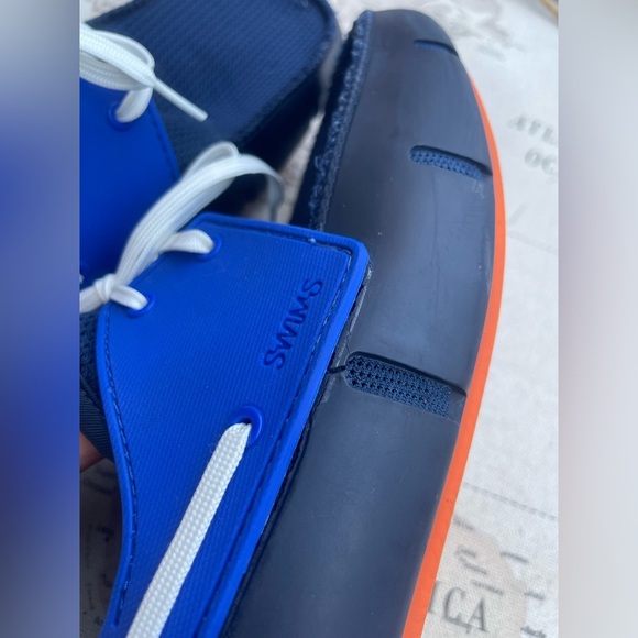 SWIMS Braided Lace Loafer Navy & Orange Slip On Shoes Land to Sea Size 12 - Picture 9 of 15